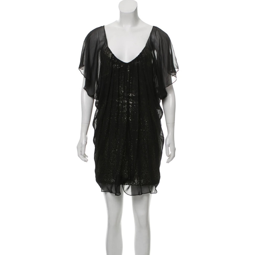 Badgley Mischka sequin embellished chiffon overlay dress 665